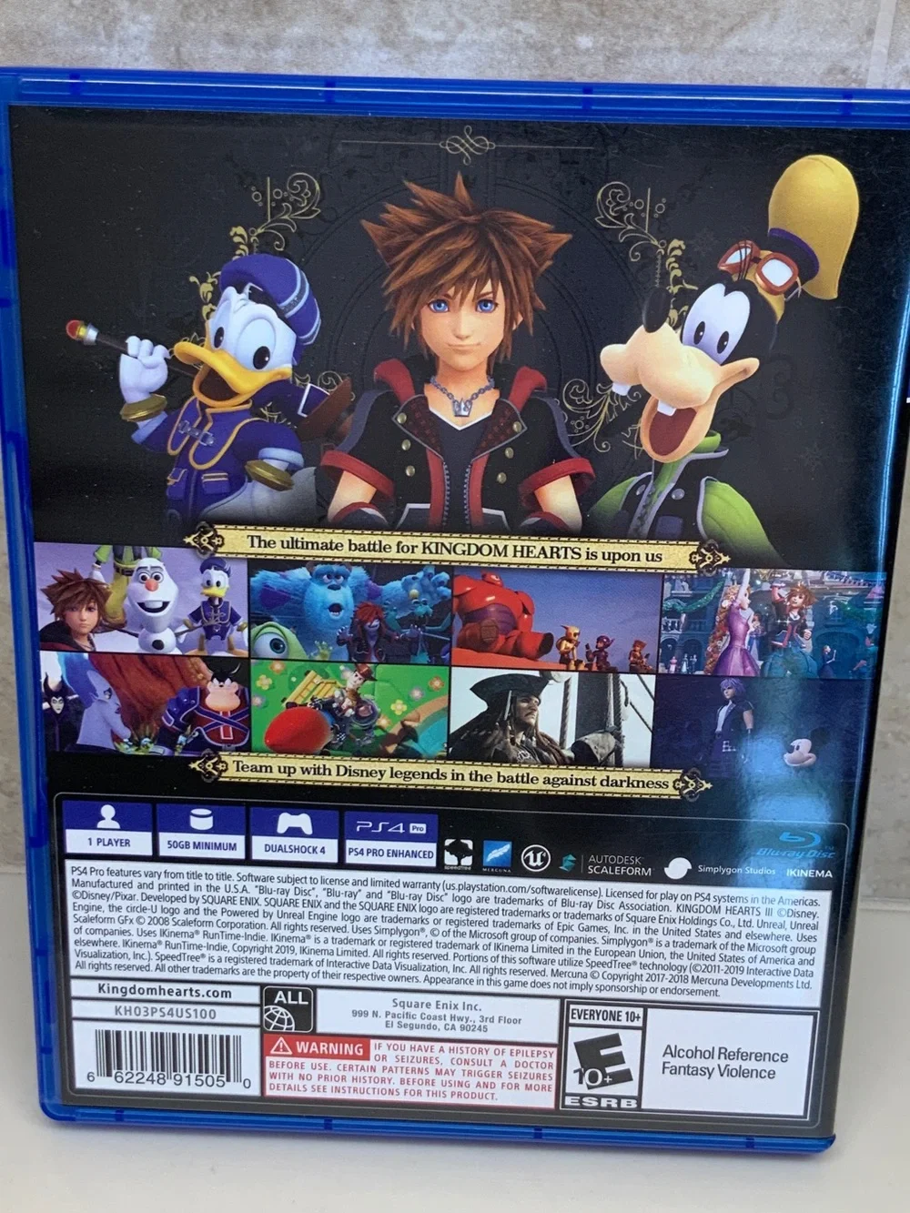 Sony PS4 Kingdom Hearts III 3 Disney and Square Enix E10+ PlayStation 4 Complete
